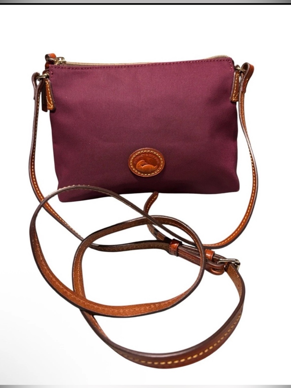 Dooney & Bourke Nylon Crossbody Pouchette Mini Purse Burgundy EUC
